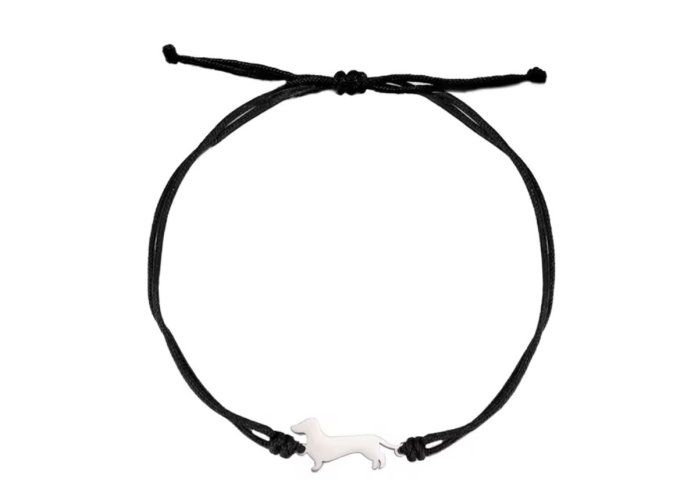 Bracelet teckel noir argenté 