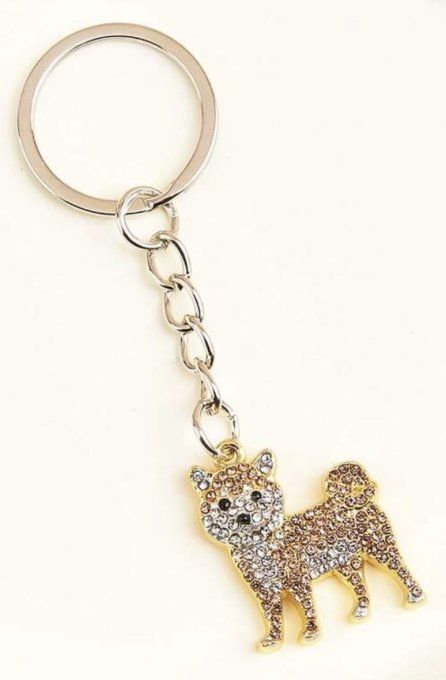 Porte clé strass Shiba Inu