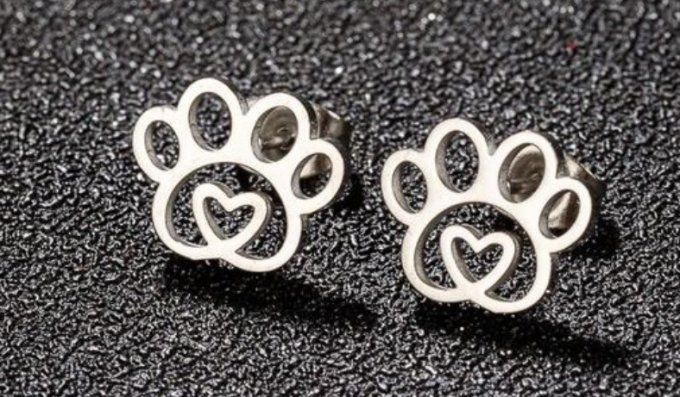 Pins oreilles pattes cœur argenté 